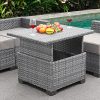 Outdoor PE Wicker Liftable Coffee Table - Patio Rattan Garden Furniture
