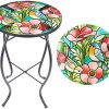 Patio Side Table Outdoor Accent Table Bistro Coffee Table Plant End Table Small Porch