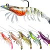 Pre-Rigged Jig Head Fishing Lures, Premium Shrimp Lure with VMC Hook, Weedless Soft