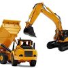 Top Race Diecast Metal Construction Trucks, Heavy Metal Excavator and Dump Truck,