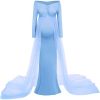 Women's Long Sleeve Off Shoulder Maternity Maxi Photography Dress Tulle Wedding