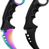 ZLIXING Karambit Knife 2 Pieces Fixed Blade Tactical Knives Survival Knife with