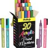 20 Acrylic Paint Markers for Canvas, Rocks, Ceramic, Glass, Fabric, Porcelain - Fine