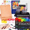 Acrylic Paint Set, 82 Piece Easel Art Set, Artist Painting Set with Wood Tabletop