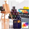 Acrylic Painting Set, Art Painting Kit for Artists, French Wooden Easel, 15 x 100ML